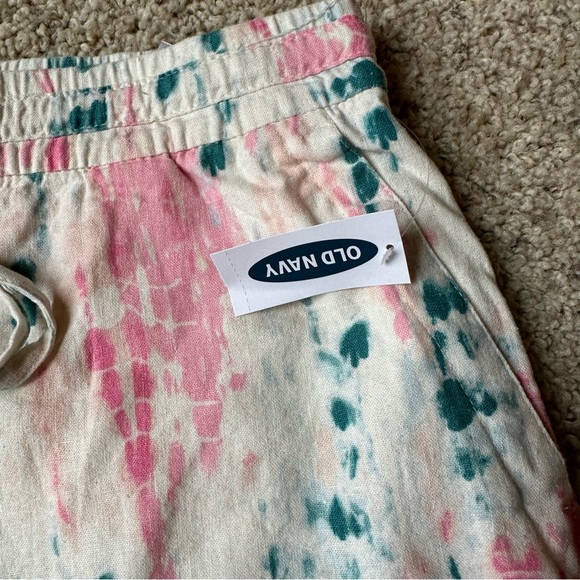 NWT Old Navy High Rise Linen Pink Tie Dye Shorts Size L - Picture 9 of 12